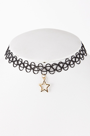 Stretchy Rubber Band Star Pendant Collar Necklace 5CDB4